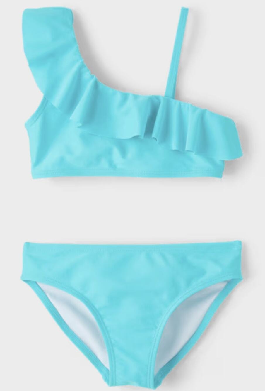 The Children's Place Girl's M Time For Teal One Shoulder Ruffle Bikini Set D7-6